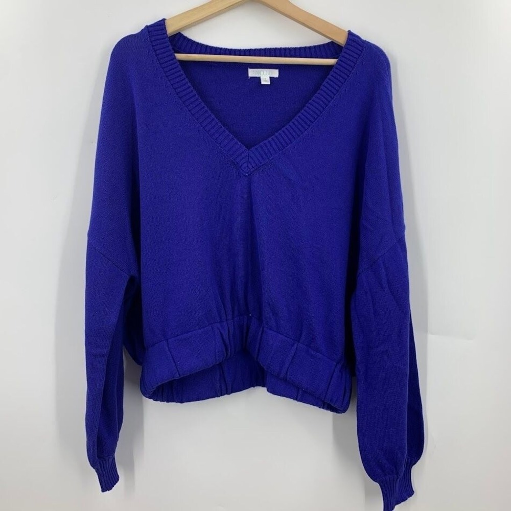 Abound Women's V-Neck Knit‎ Sweater in Blue Clematis Size M NWT